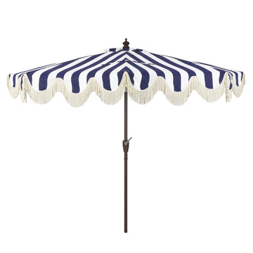 Beverly 9 ft. Designer Classic Scalloped Fringe Half Market Patio Umbrella